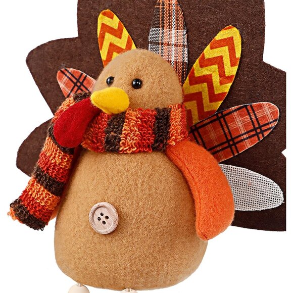Colorful Plush Turkey Couple for Thanksgiving - 13.3\